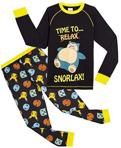Pokèmon Pijama Niño Diseño con Snorlax | Pijama Infantil Invierno | Pijama Manga Larga Niño De Pikachu | Pijama para Niños De Dos Piezas | Ropa De Dormir para Niños (7/8 años)