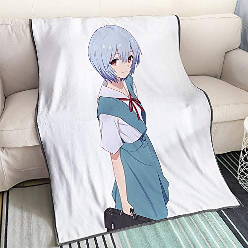 QTRT Uniforme EVA Ayanami Escuela/Escuela de Rei Holding Bolsa 3D Impreso Manta Anime Personajes de Dibujos Animados de la Felpa Suave Franela edredón de la Manta Anime Otaku Aficionados Regalo de c