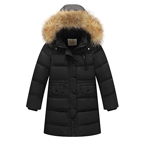 WANPUL Chaquetas Plumas Niño Niña Chaqueta Invierno Caliente Abrigo Chaqueta Unisex Abrigo Invierno con Capucha Negro 120