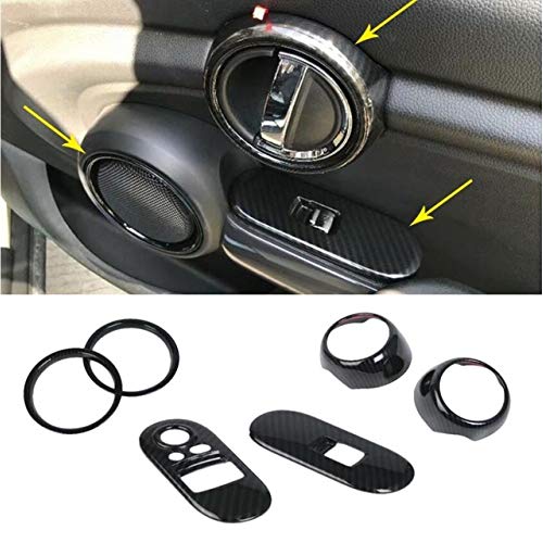 WHKOBM 2 Piezas de patrón de Fibra de Carbono de la Puerta del Altavoz Inferior de Bordes envolventes, para Mini Cooper S F55 F56 F57 Cubierta de la Etiqueta engomada del Coche moldura Interior