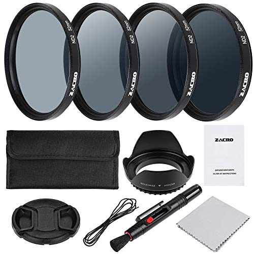 Zacro 58mm 7 en 1 Kit Filtros de Fotografía (ND2, ND4, ND8, ND16,Filtros de Accesorios) para Cámara Réflex Figital,Lapiz de Lente, Funda de Filtro, Capucha,Tapa de Lente,Paño Limpieza Incluye