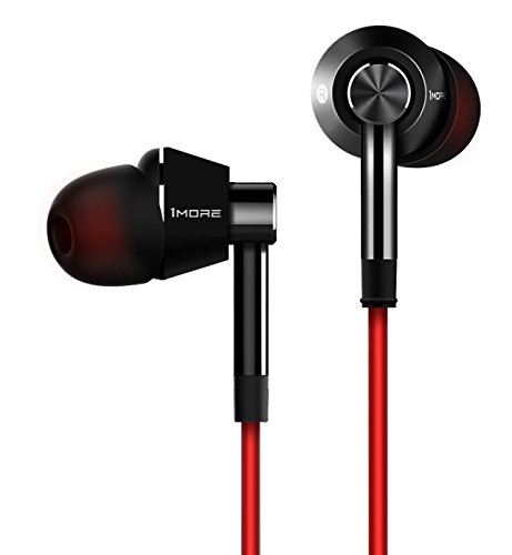 1MORE Auriculares Internos con Cable Dynamic Driver, Auriculares con Sonido de Graves Profundos con Control de Volumen y Micrófono, Compatibles con PC / Tabletas / Teléfonos Inteligentes, Rojo