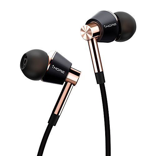 1MORE Triple-Driver HiFi Auriculares In-ear Hi-Res Audio con Cable Integrado de Control Remoto y Micrófono para iPhone y Android Teléfono móviles,E1001 Oro