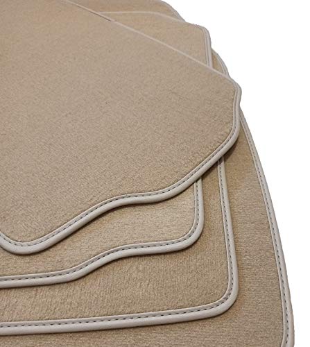 Accesorionline Alfombrillas Velour Premium para Audi A6 Allroad Quattro 2006-2008 Alfombras con Medidas y Anclajes Originales moqueta Beige con Borde en Piel Esterillas C6