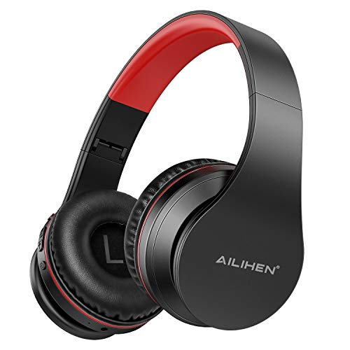 AILIHEN A80 Audífonos Inalámbricos Bluetooth 5.0 Plegables Sobre Oreja con Micrófono Hi-Fi Estéreo, Soporte con Tarjeta TF, Modo MP3, 25H Tiempo de Reproducción para Viajes TV PC Teléfono Móvil -negro