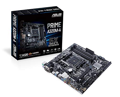 ASUS PRIME A320M-A - Placa Base AMD AM4 mATX con iluminación LED, DDR4 3200 MHz, 32Gb/s M.2, SATA 6Gb/s, HDMI,USB 3.0