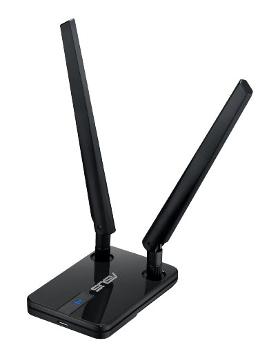 ASUS USB-N14 - Adaptador de red inalámbrico N300 (doble antena de 5 dBi, USB, WPS), negro