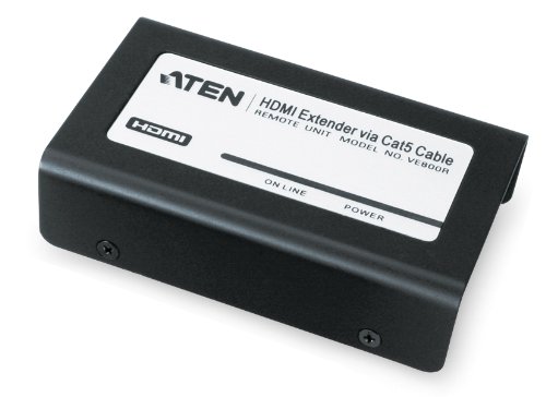 Aten VE800R - Extensor de video via Cat5 (HDMI, RJ-45, 1080p, WUXGA), negro