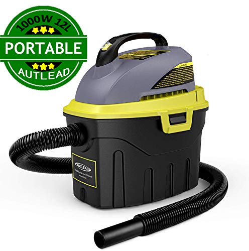 AUTLEAD Aspirador Seco-Húmedo, 1000W 12L Compacto Aspiradora Hogar con 2 boquillas, silenciador, compacta, manejable y con Ahorro de energía, para Uso en el hogar o vehículos -WDH2A