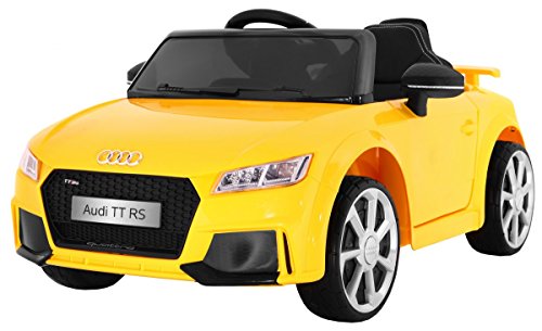 BSD Coche Electrico para Niños Auto Alimentado con Batería Vehículo Eléctrico Control Remoto - AUDI Quatro TT RS 2.4 GHz - Amarillo