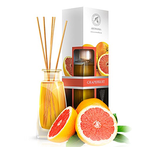 Difusor de Aroma Pomelo 100ml con 8 Palitos de Bambú - 0% Alcohol - 100% Puro Aceite Pomelo para Cuartos - Hogares - Oficinas - Restaurantes - Aromaterapia