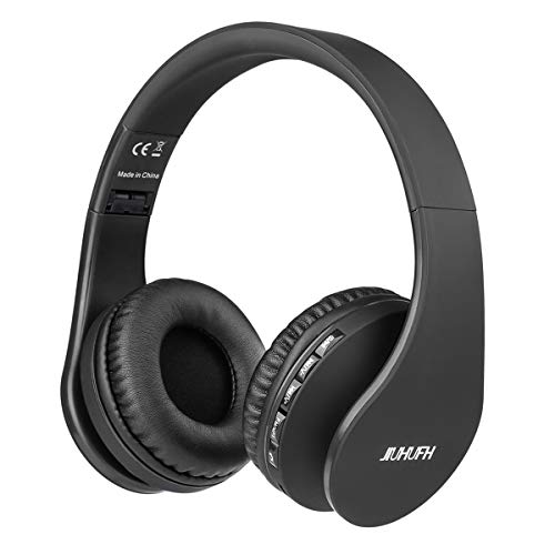 JIUHUFH Auriculares Bluetooth con Micrófono Incorporado/ Reproductor de MP3 / Radio FM / Manos Libres para Teléfonos Celulares (Negro)