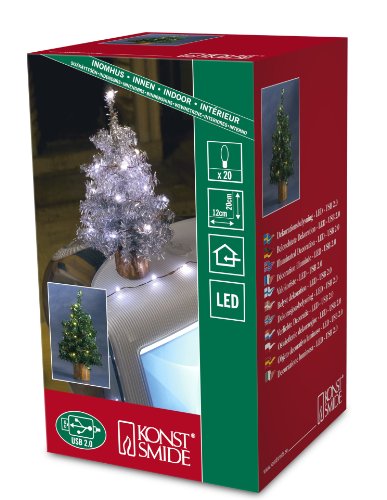 Konstsmide - Árbol de Navidad con 20 LED verdes (conexión USB), color verde