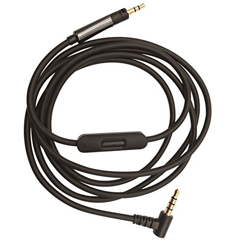 Meijunter (Negro) Cable de Audio de Repuesto con Micrófono y Control de volumen para Auriculares Sennheiser Momentum On Ear/Over Ear/Over Ear 2.0,Headphones DIY Upgrade Cable Cord Line Lead Wire 1.4M