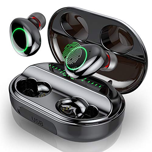 Motast Auriculares Bluetooth, Auriculares Inalámbricos Bluetooth 5.0, IPX8 Impermeable Auriculares Inalámbricos Deporte, 3500mAh Caja de Carga, HI-FI Estéreo Micrófono, Pantalla LCD, Control Tactil