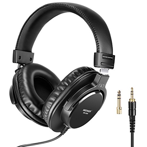 Neewer NW-2000 Estudio Auriculares de Monitor - Auriculares Giratorios Dinámicos con 40mm Controlador de Loudhailer, 3-metro Cablel, 6.35mm Adaptador de Enchufe para PC, Teléfonos Celulares, TV