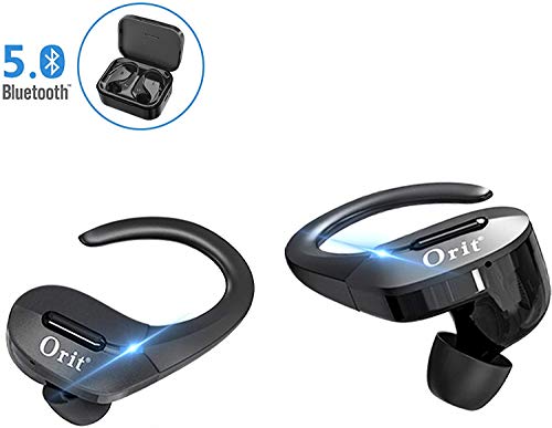 Orit Auriculares Inalambricos Deportivos Auriculares Bluetooth 5.0 Impermeable 45H de Autonomía Auriculares Inalámbricos con Caja de Carga Micrófono para Correr, Gimnasio, Deporte para iOS Android