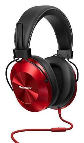 Pioneer SE-MS5T-R - Auriculares de tipo diadema (HiRes, power bass, micrófono, control de Smartphone), colo Rojo