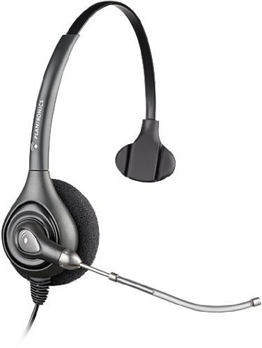 Plantronics HW251  SupraPlus - Auricular con micrófono para teléfono fijo o PC, Negro