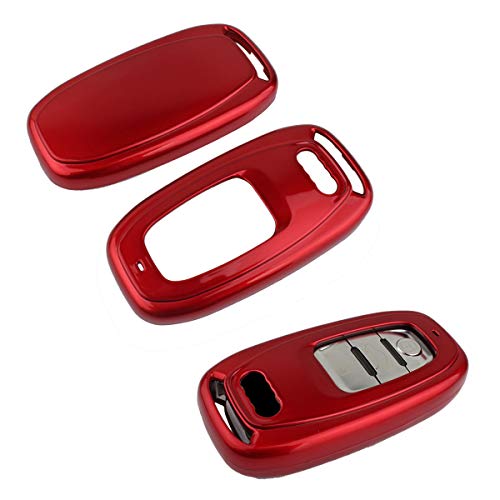 TOMALL Cubierta de llavero para Audi A4 A5 A6 A7 A8 Q5 R8 4 botones Smart Remote Key Shell Rojo