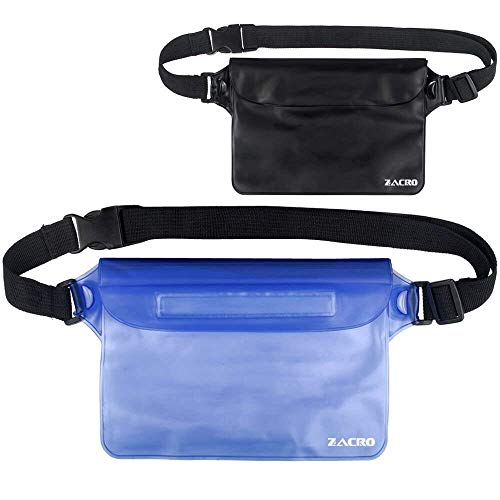 Zacro 2pcs Riñonera Impermeable Universal con Correa de Cintura para Playa,Natación, Camping, Bolsas Estancas para Proteger Sus Pertenencias y Resistente a Aguanieve, Arena y Polvo.