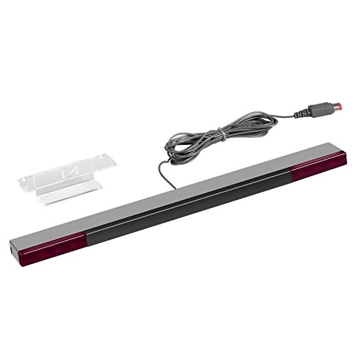 Barra sensora de Wii - Younik barra sensora infraroja con cable para las consolas Nintendo Wii y Wii U ( Plateada / Negra )