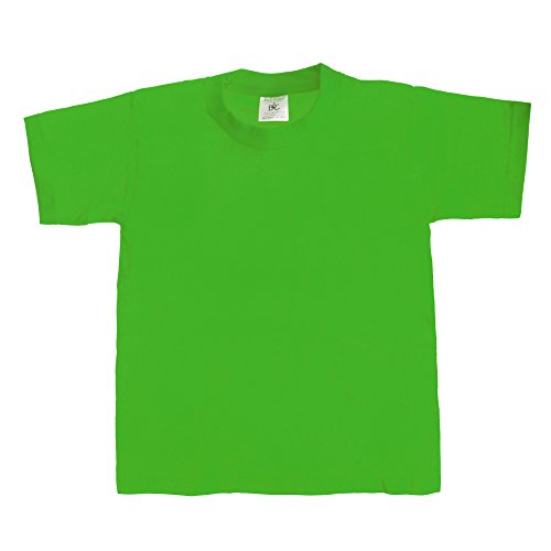 B&C - Camiseta básica de Manga Corta Unisex Modelo Exact 190 Niños Niñas - Verano/Calor (3-4 Años) (Verde césped)