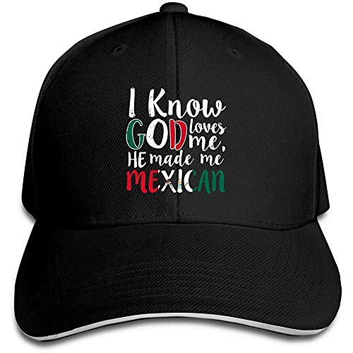 BeiBao-shop Dios me ama Él me Hizo Gorra de béisbol Mexicana de Camionero Sombrero sándwich de Pico Ajustable