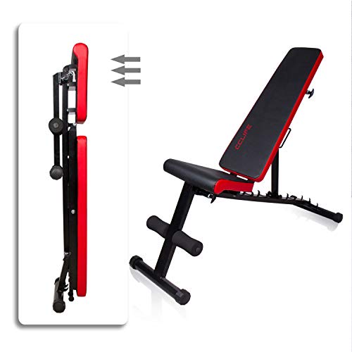 CCLIFE Banco de Musculación Multiposición Banco de Fitness o de Abdominales Ajustable,Plegable y Resistente a una Carga máxima de 600 kg, Color:Negro-021