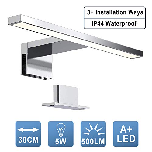 Dailyart Aplique Espejo DE Baño 5W 325lm Aplique Baño LED Sala de Baño IP44 Lámpara de pared para espejo de baño Armario con Espejo Lámpara 6000K, 300 * 100 * 40mm [Clase de eficiencia energética A++]