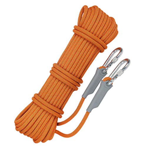 DPPAN 10.5mm Aire Libre Cuerda de Escalada Seguridad, Profesional Alta Resistencia Accesorios con Mosquetón, para Paracaídas,40m(131ft)