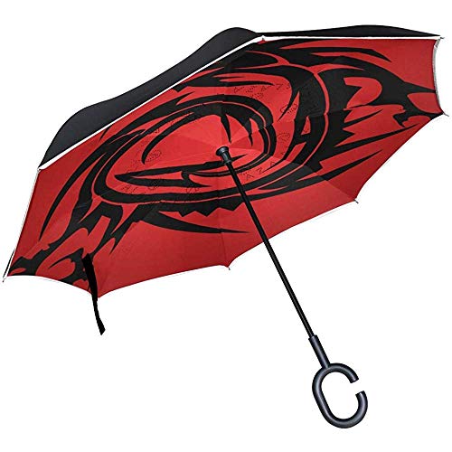 Dragon Tattoo Inverted Umbrella Reverse Auto Open Double Layer A Prueba De Viento UV Protection Upside Down Umbrella For Car Rain Outdoor Use