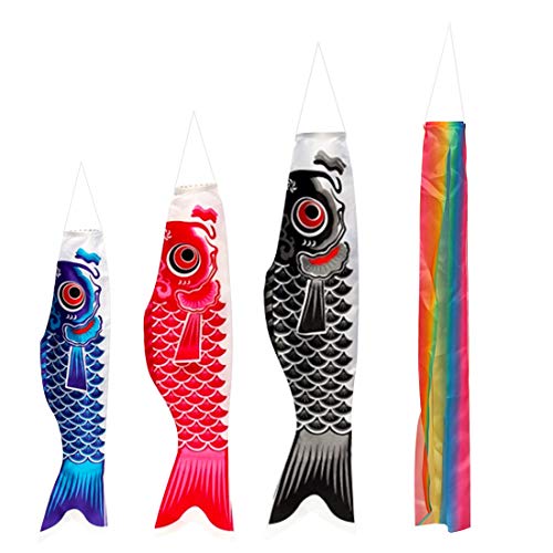 Kreatwow Bandolera Japonesa Bandera de la Carpa Koinobori Pez Vela Pez Viento Viento 40 cm 55 cm 70 cm Rosa Azul Negro Bandera de la Carpa para el Día del