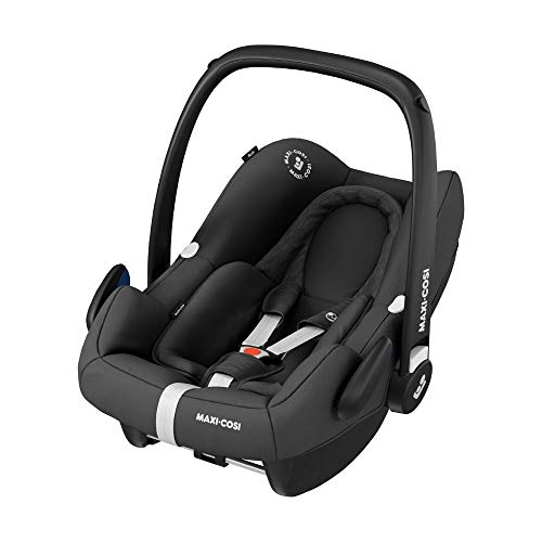 Maxi-Cosi Rock i-Size Silla Auto Grupo 0+, portabebé aprobado para viajar en avion, silla coche bebé recién nacido hasta 12 meses, color essential black