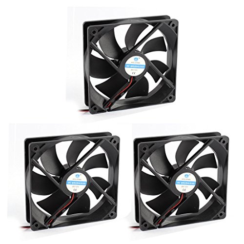 N/A Plastic 7 Fans DC Brushless Axial Machinery Cooling Fan Heatsink Cooler, 2 Conectores de Alambre Negro, 12 cm x 12 cm x 2,5 cm, 12 V, 3 Unidades