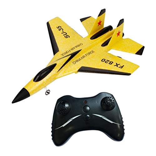 P Prettyia RC Avión Juguete, 2.4G Control Remoto Plane Planeador ala Fija Aviones con Mando a Distancia - Amarillo