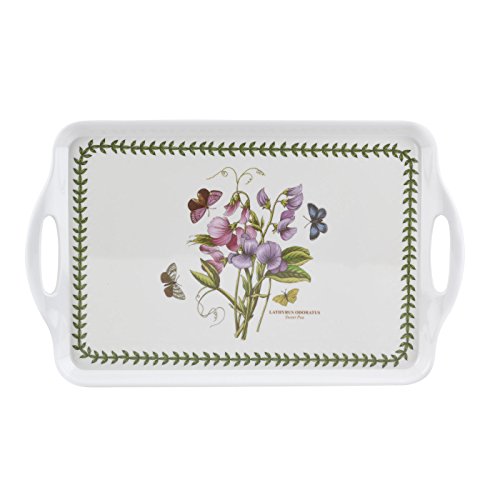 Portmeirion Home & Gifts Bandeja con Asas de Guisantes, Porcelana, Multicolor, 39 x 24 x 2.5 cm