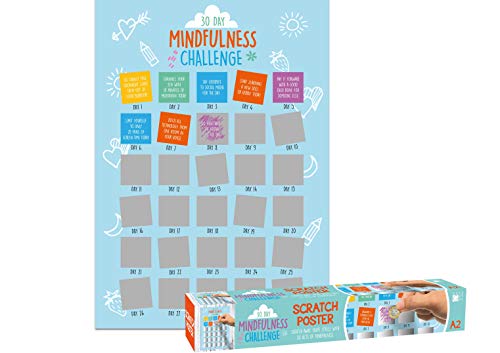 Póster de 30 días de Mindfulness Challenge Scratch – Ayuda a superar el estrés, la ansiedad y aumentar tu estado de ánimo