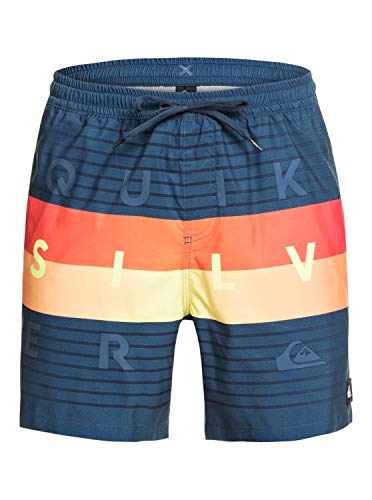 Quiksilver Word Block 17" - Short De Natación para Hombre Jam/Volley, Hombre, Majolica Blue, S