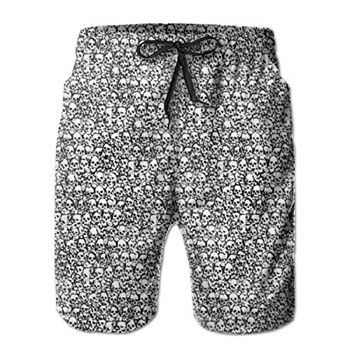 Skull Wall 2019 Pantalones Cortos para Hombres Casual Classic Fit Drawstring Summer Beach Shorts Ropa de Playa Vacaciones de Verano Swim Trunks