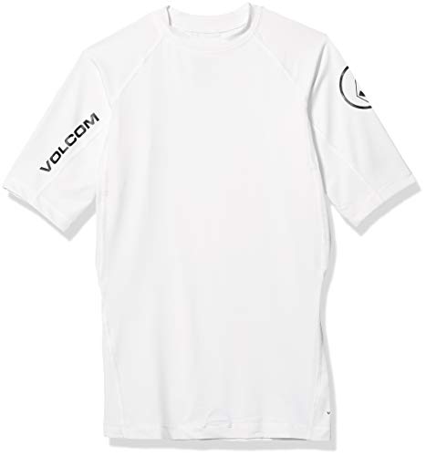 Volcom Men's Lido Solid Short Sleeve Rashguard, White, Large