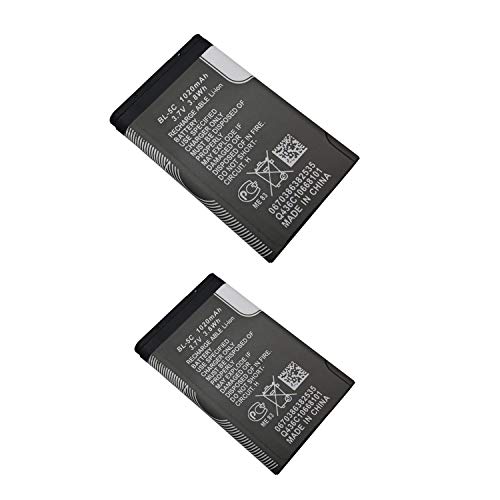 2 Piezas 1020mAh BL-5C BL5C BL 5C batería para Nokia 6230 6330 6263 6267 6270 6555 6600 6630 6670 6680 6681 6682 6820 (2 Piezas)