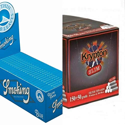 50 Libritos papel de liar Smoking Blue 70 x 37mm + 4000 filtros Krypton 6mm