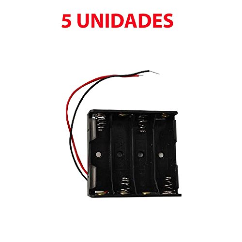 5X Portapilas 4 Pilas 6v Caja de batería para 4 Pilas AA 6V