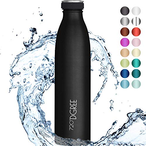 720°DGREE Botella Agua Acero Inoxidable “milkyBottle“ – 1litro - Sin BPA Free, Antigoteo y Prueba de Fugas - Frasco térmico, Cantimplora Aislada - Bebida con Gas, Deporte, Escuela, Gimnasio Exteriore