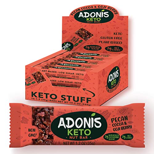 Adonis Low Sugar Nut Bar - Barritas de Pacanas Crujiente Sabor de Cocoa | 100% Natural, Baja en Carbohidratos, Sin Gluten, Vegano, Paleo, Keto (16)