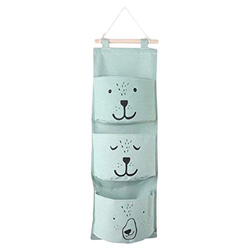 Albeey – Organizador colgante con 3 bolsillos para habitación infantil verde Talla:58*20cm