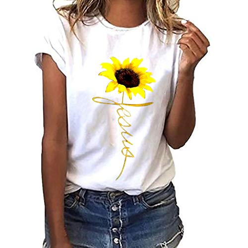 Amlaiworld Camisetas Mujer Verano Moda Camiseta de Mujer Manga Corta Corazón Impresión Blusa Camisa Cuello Redondo Basica Camiseta Mujer Blusa Suelta Señoras Tallas Grandes S- XXXL