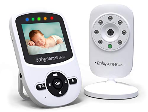 BabySense Monitor de video para bebés con cámara, visión nocturna infrarroja, conversación bidireccional,temperatura ambiente,canciones de cuna, batería de largo alcance y alta capacidad-Modelo: V24UK
