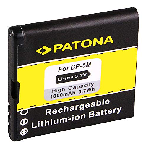 Batería BP-5M | BP5M para Nokia 5610 | 5610 XpressMusic | 5700 | 5700 XpressMusic | 6110 Navigator | 6220 classic | 6500s | 6500 slide | 7290 | 7390 | 8600 Luna y mucho más… [ Li-ion, 1000mAh, 3.7V ]